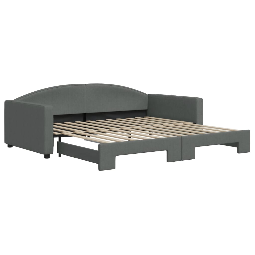 Slaapbank met onderschuifbed 100x200 cm stof donkergrijs is nu te koop bij PeponiXL, paradijselijk wonen!