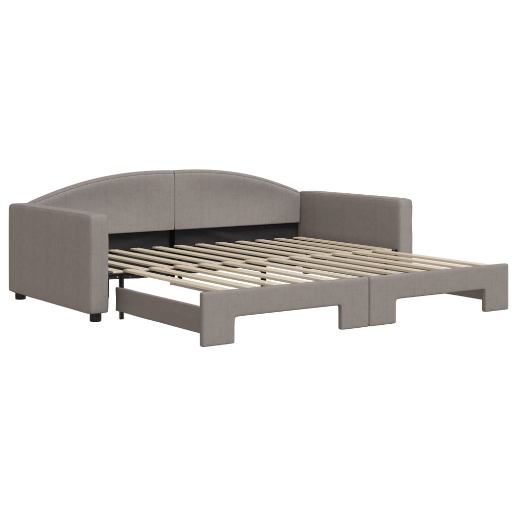 Slaapbank met onderschuifbed 100x200 cm stof taupe is nu te koop bij PeponiXL, paradijselijk wonen!