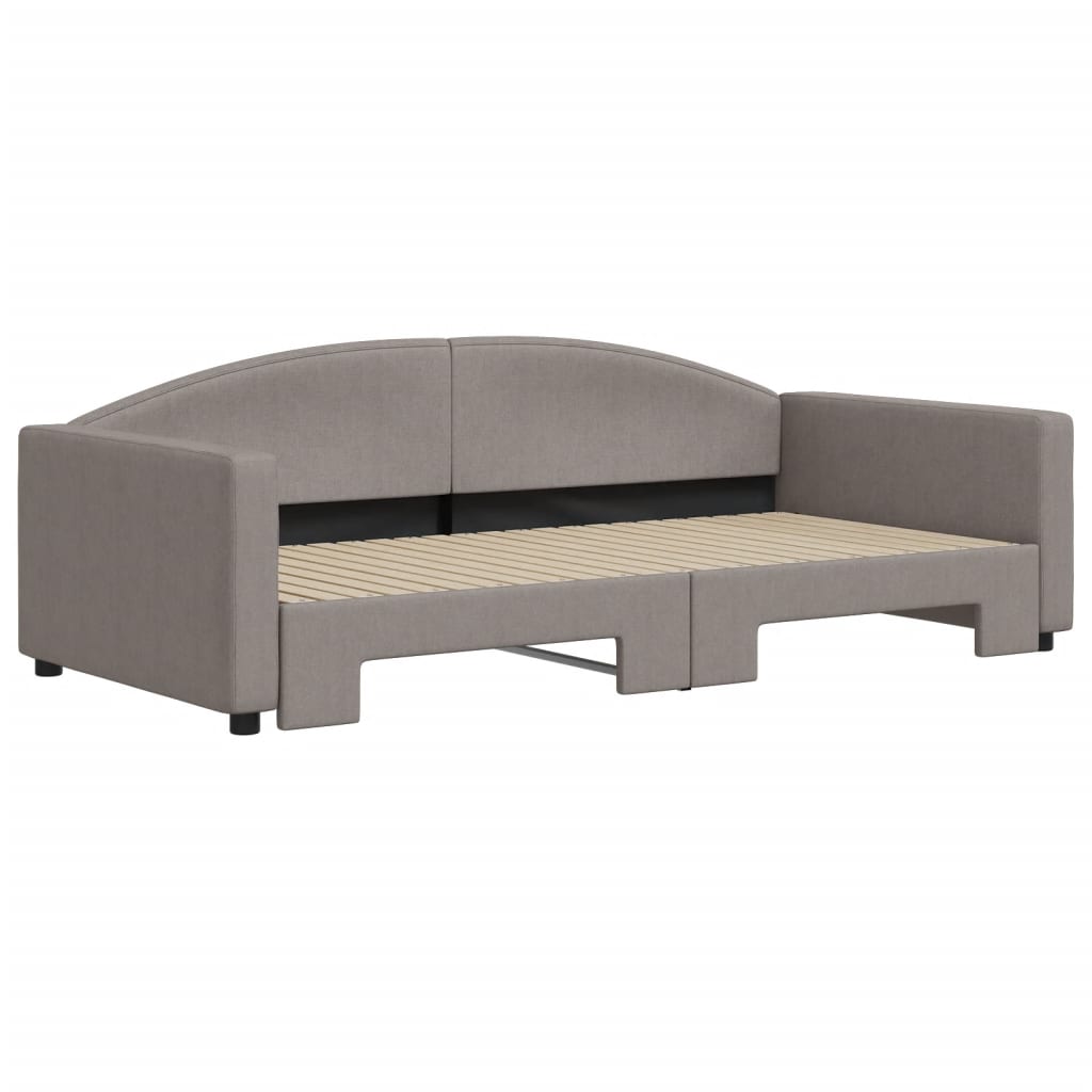 Slaapbank met onderschuifbed 100x200 cm stof taupe is nu te koop bij PeponiXL, paradijselijk wonen!