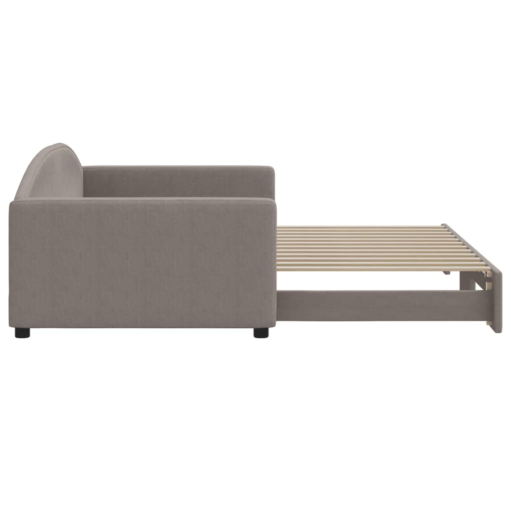 Slaapbank met onderschuifbed 100x200 cm stof taupe is nu te koop bij PeponiXL, paradijselijk wonen!