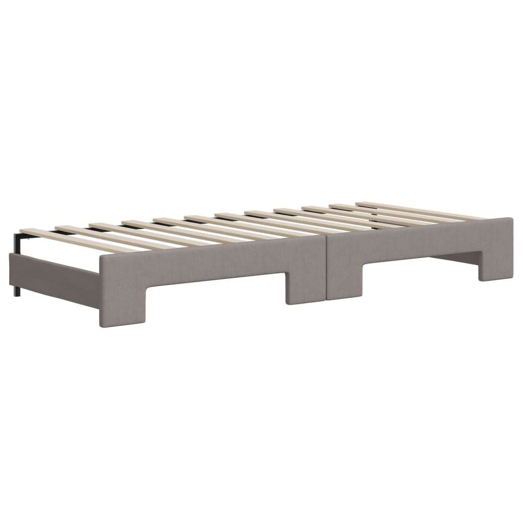 Slaapbank met onderschuifbed 100x200 cm stof taupe is nu te koop bij PeponiXL, paradijselijk wonen!