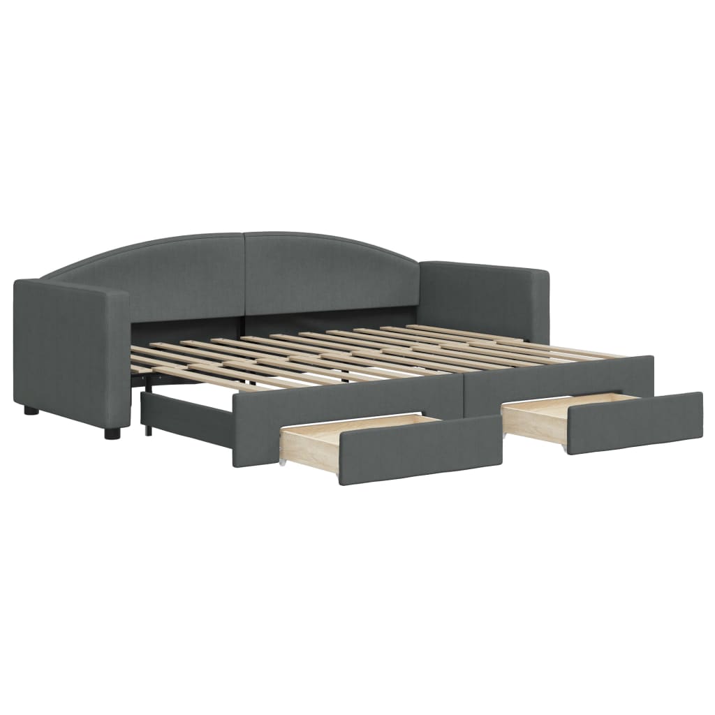Slaapbank onderschuifbed en lades 80x200 cm stof donkergrijs is nu te koop bij PeponiXL, paradijselijk wonen!
