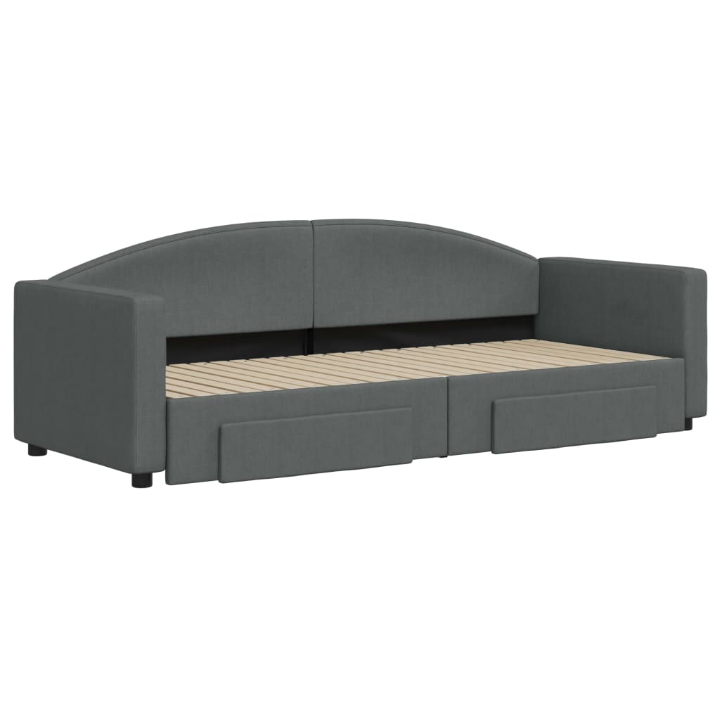Slaapbank onderschuifbed en lades 80x200 cm stof donkergrijs is nu te koop bij PeponiXL, paradijselijk wonen!