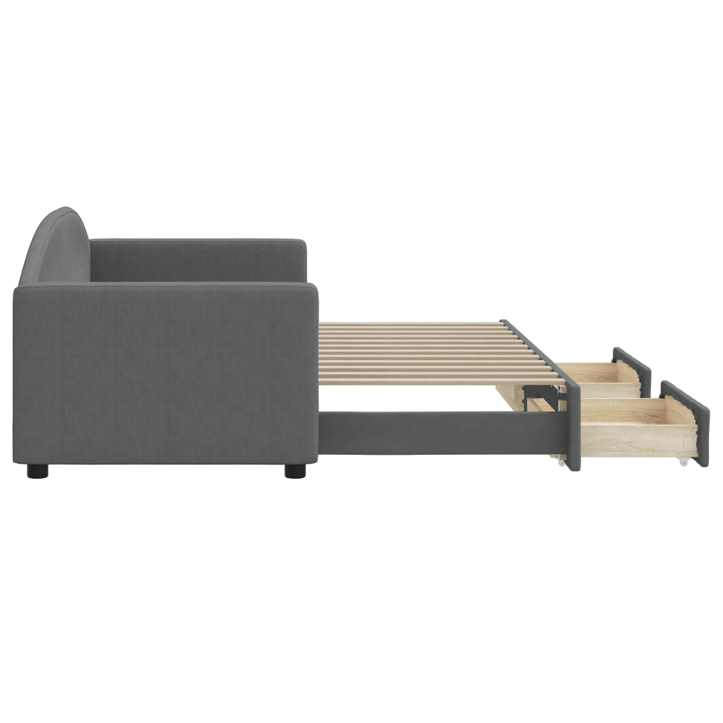 Slaapbank onderschuifbed en lades 80x200 cm stof donkergrijs is nu te koop bij PeponiXL, paradijselijk wonen!