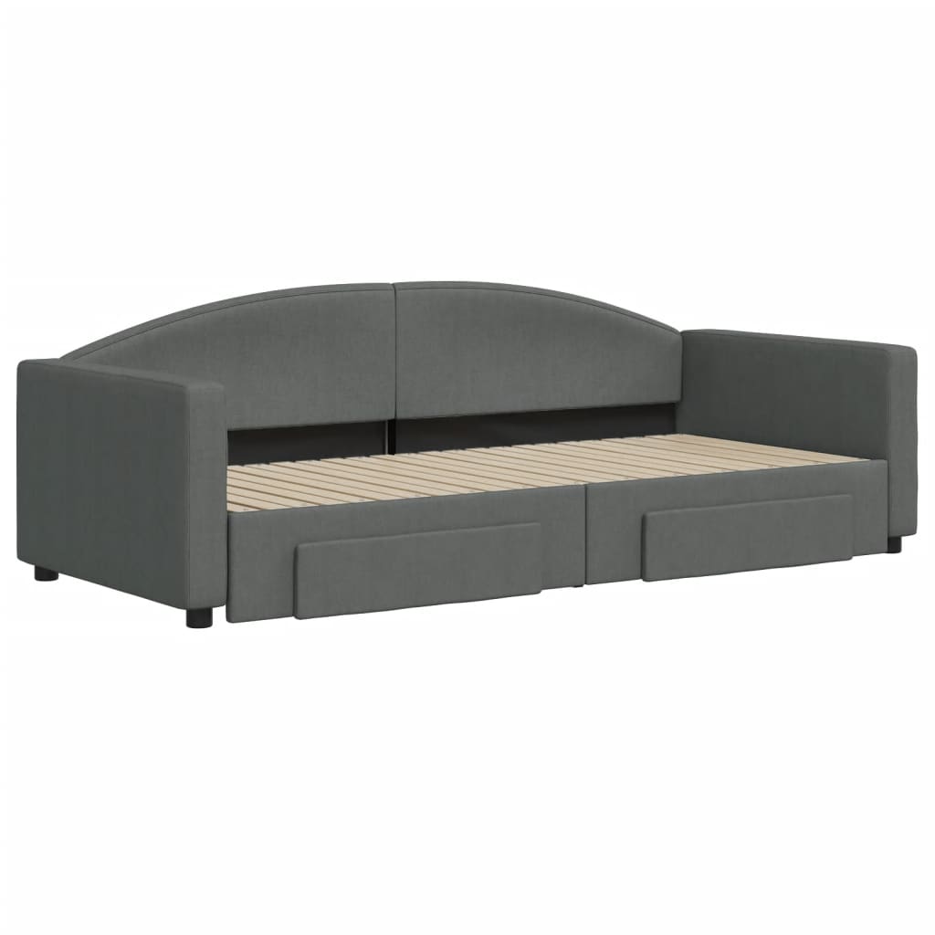 Slaapbank onderschuifbed en lades 90x200 cm stof donkergrijs is nu te koop bij PeponiXL, paradijselijk wonen!