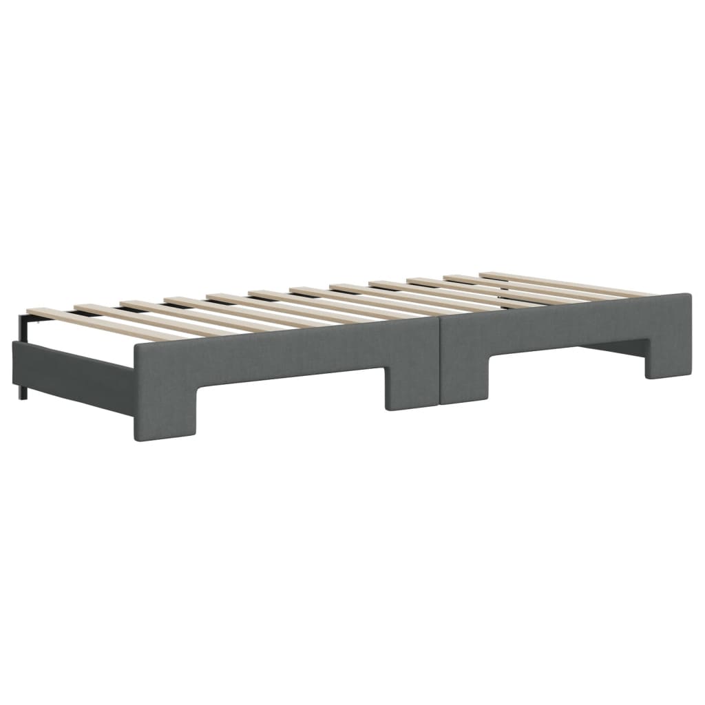 Slaapbank onderschuifbed en lades 90x200 cm stof donkergrijs is nu te koop bij PeponiXL, paradijselijk wonen!