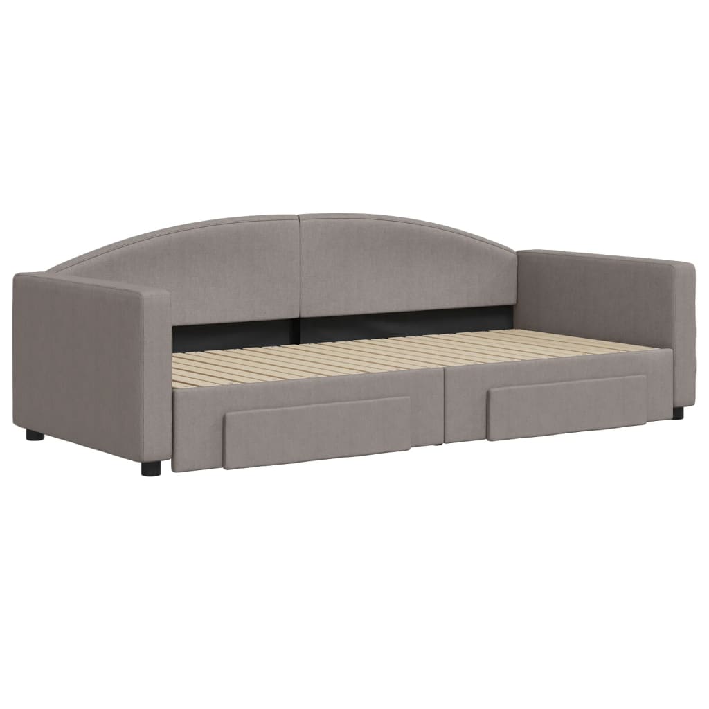 Slaapbank met onderschuifbed en lades 90x200 cm stof taupe is nu te koop bij PeponiXL, paradijselijk wonen!
