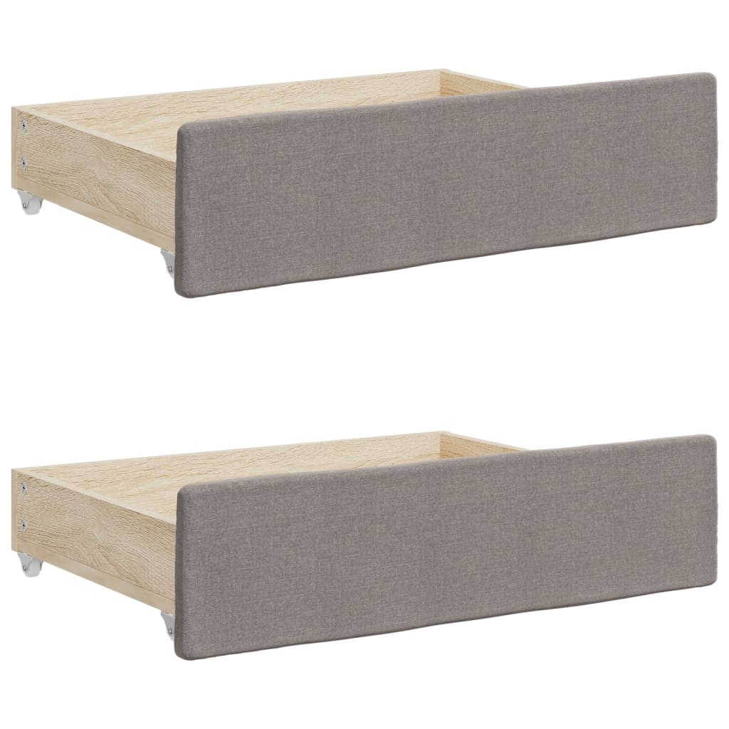Slaapbank met onderschuifbed en lades 90x200 cm stof taupe is nu te koop bij PeponiXL, paradijselijk wonen!