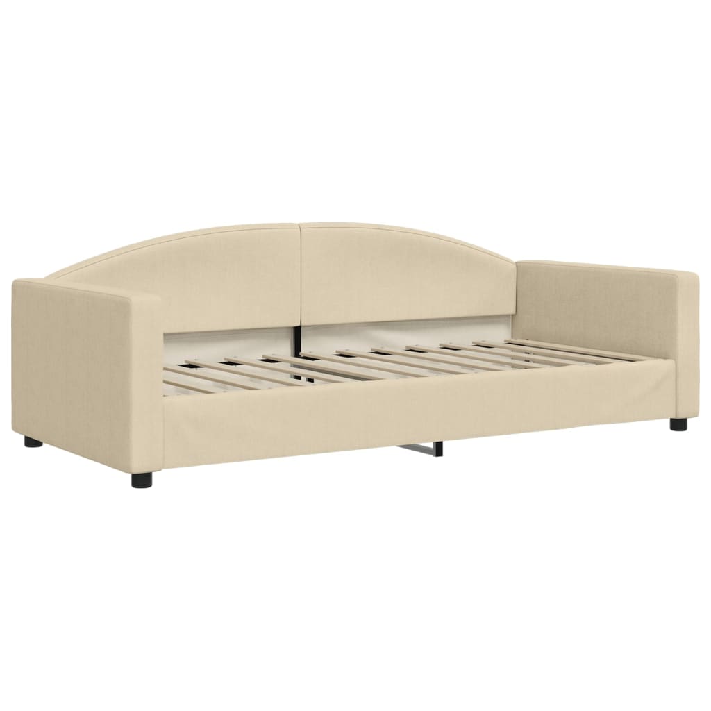 Slaapbank met onderschuifbed en lades 90x200 cm stof crèmekleur is nu te koop bij PeponiXL, paradijselijk wonen!