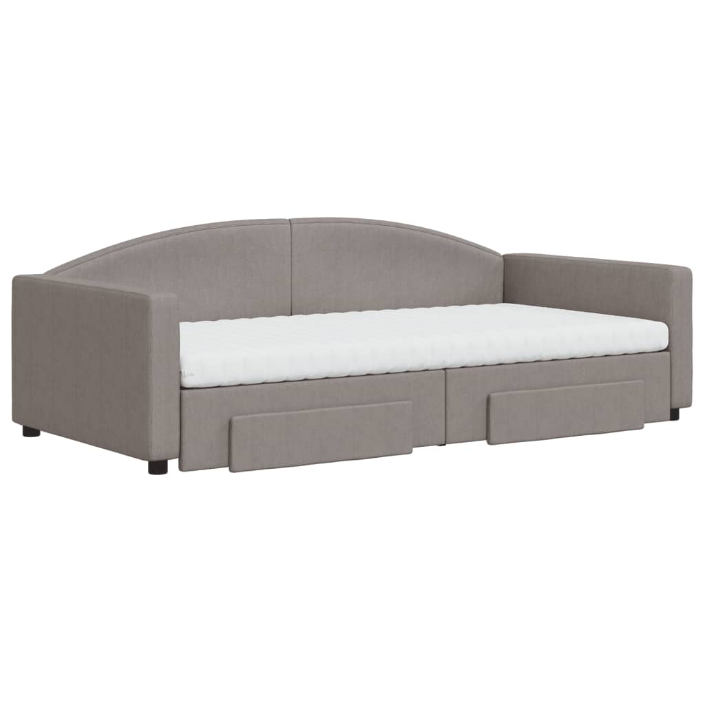Slaapbank met onderschuifbed en lades 100x200 cm stof taupe is nu te koop bij PeponiXL, paradijselijk wonen!