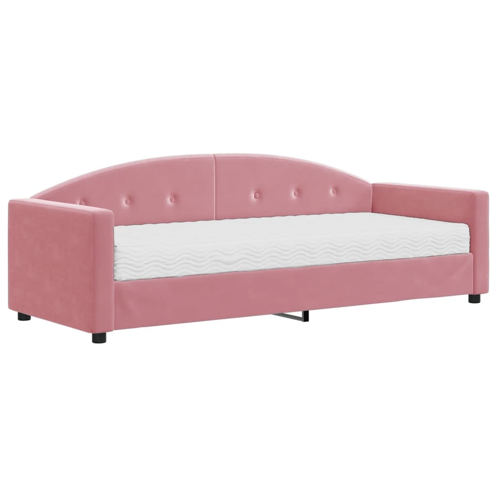 Slaapbank met matras 80x200 cm fluweel roze is nu te koop bij PeponiXL, paradijselijk wonen!