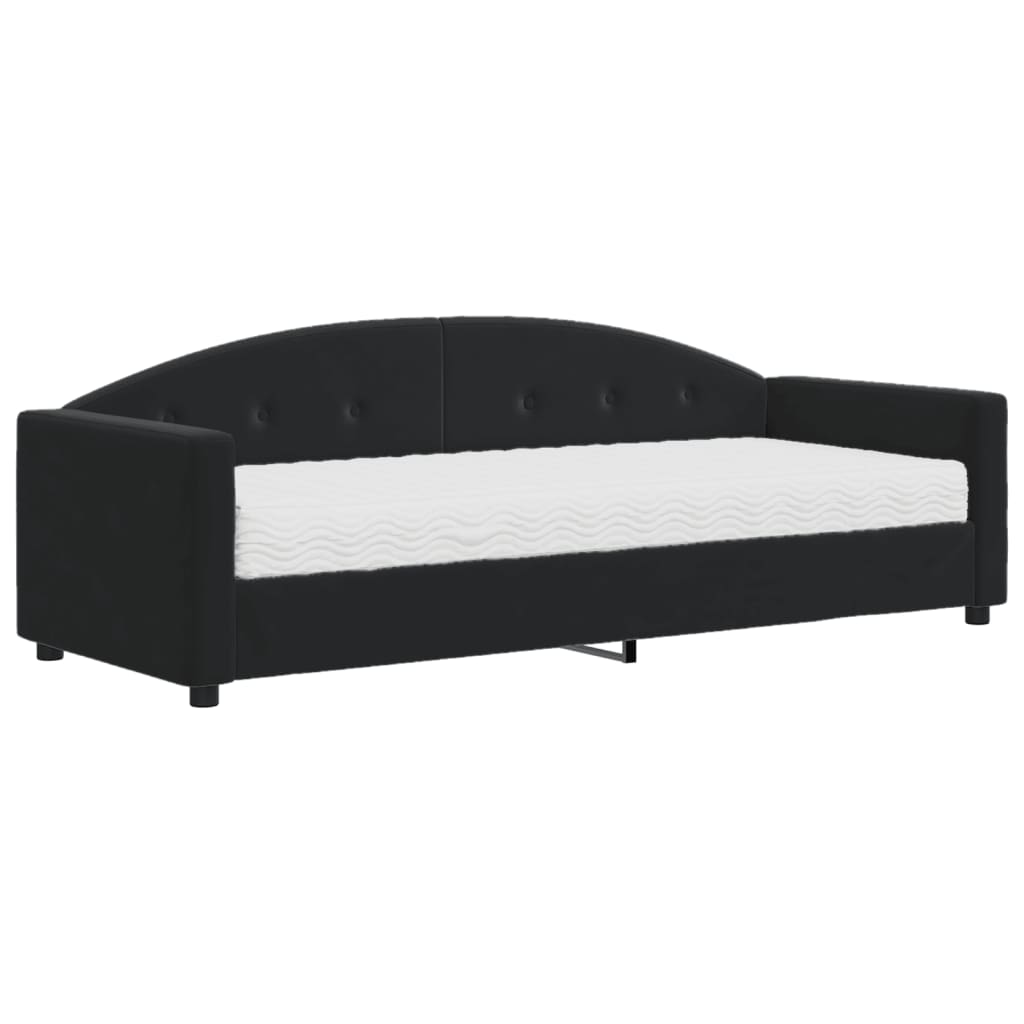 Slaapbank met matras 80x200 cm fluweel zwart is nu te koop bij PeponiXL, paradijselijk wonen!