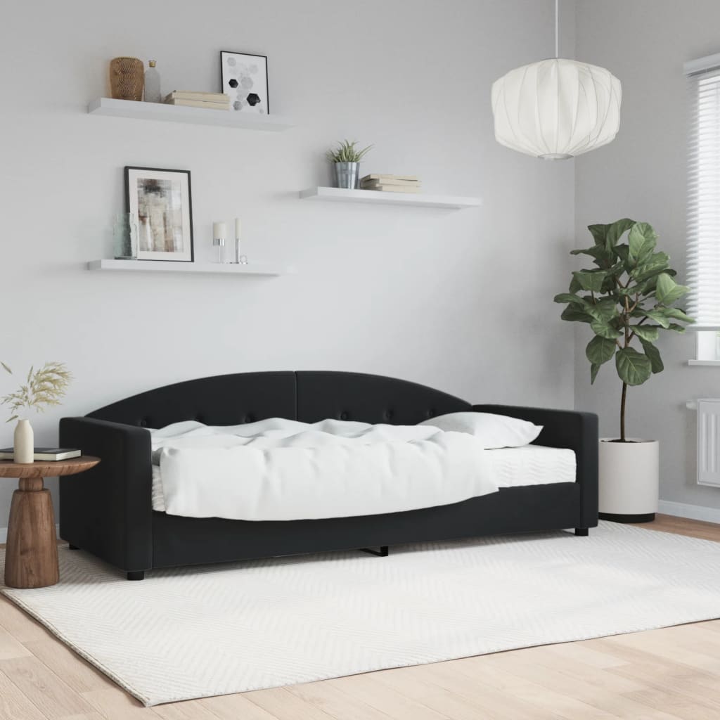 Slaapbank met matras 80x200 cm fluweel zwart is nu te koop bij PeponiXL, paradijselijk wonen!