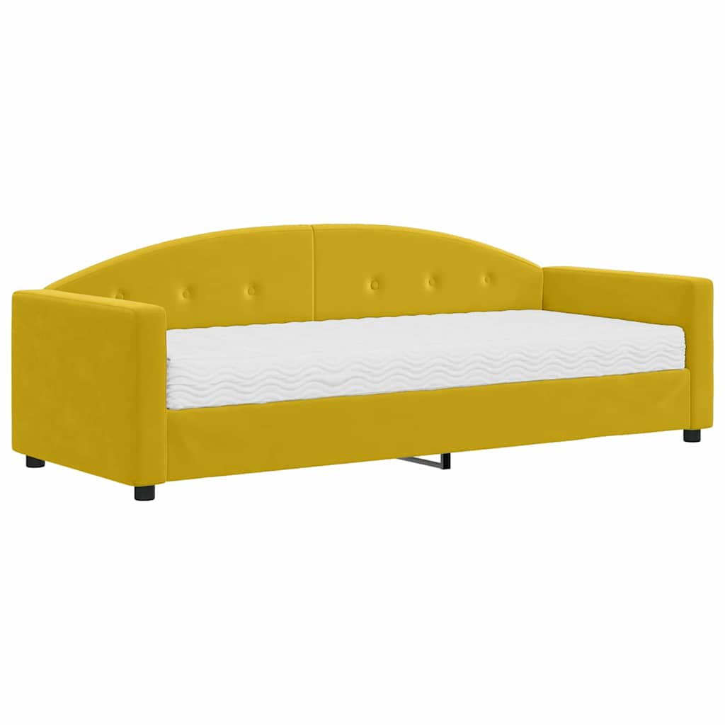 Slaapbank met matras 80x200 cm fluweel geel is nu te koop bij PeponiXL, paradijselijk wonen!