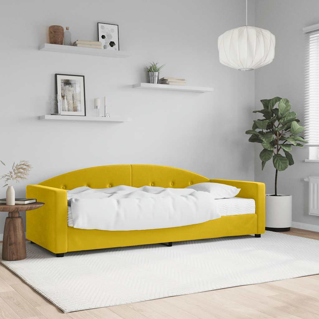 Slaapbank met matras 80x200 cm fluweel geel is nu te koop bij PeponiXL, paradijselijk wonen!