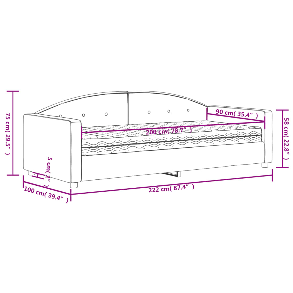 Slaapbank met matras 90x200 cm fluweel lichtgrijs is nu te koop bij PeponiXL, paradijselijk wonen!