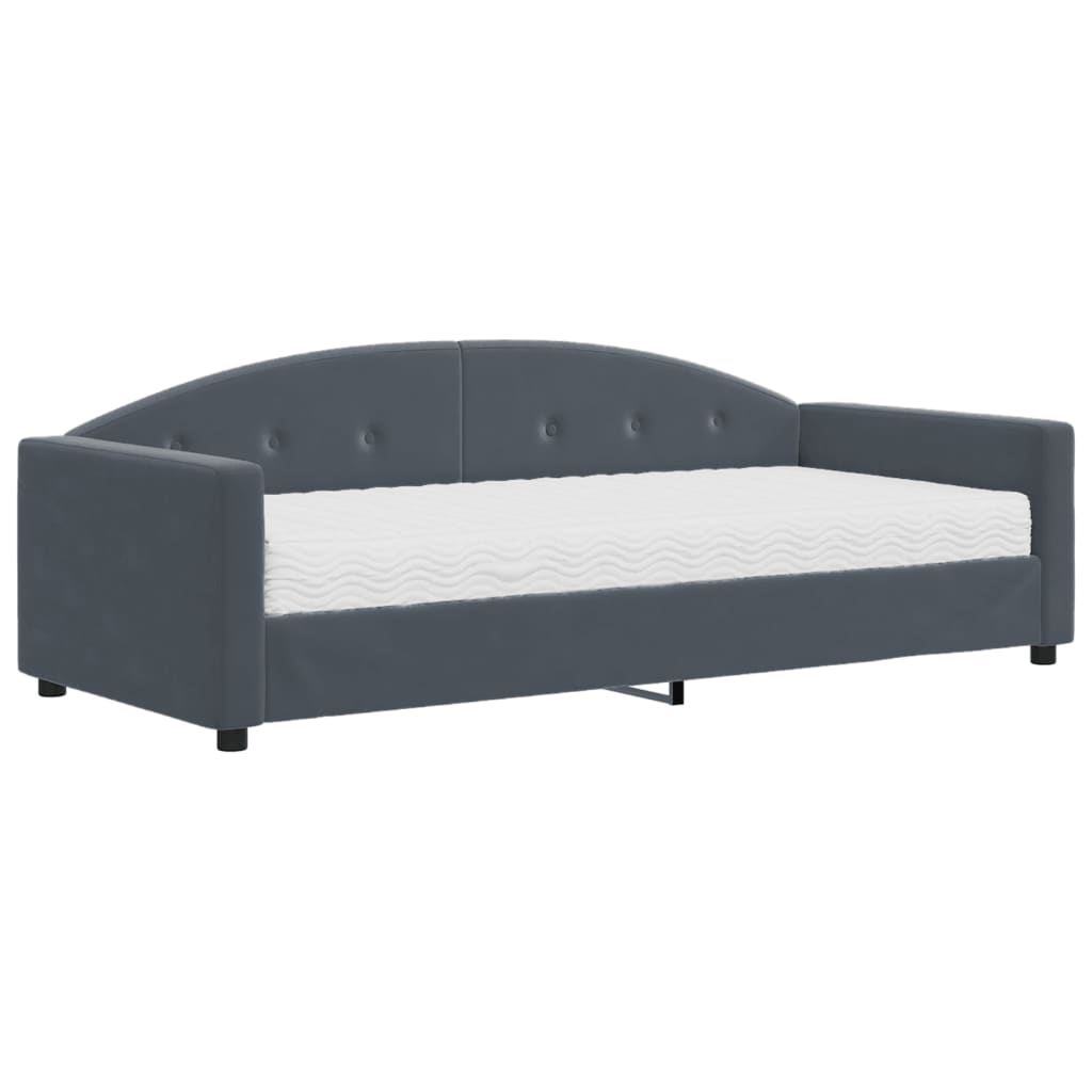 Slaapbank met matras 90x200 cm fluweel donkergrijs is nu te koop bij PeponiXL, paradijselijk wonen!