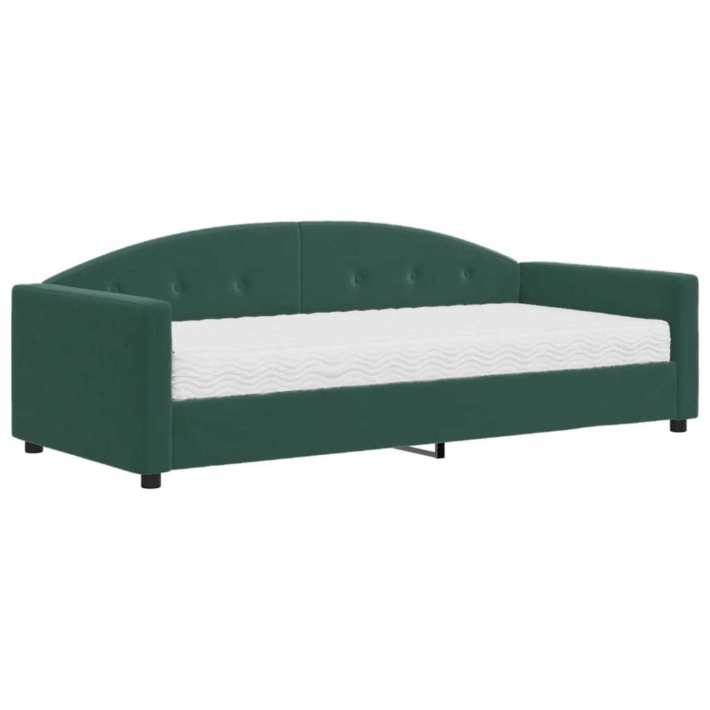 Slaapbank met matras 90x200 cm fluweel donkergroen is nu te koop bij PeponiXL, paradijselijk wonen!