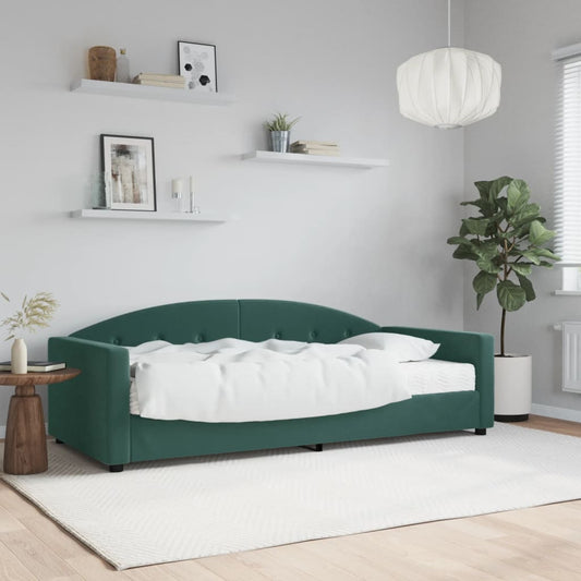 Slaapbank met matras 90x200 cm fluweel donkergroen is nu te koop bij PeponiXL, paradijselijk wonen!