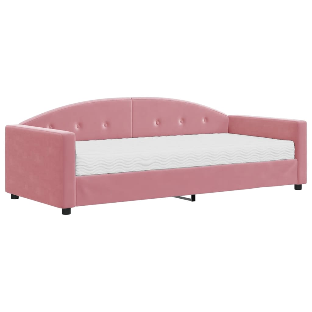 Slaapbank met matras 90x200 cm fluweel roze is nu te koop bij PeponiXL, paradijselijk wonen!