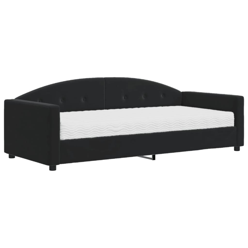 Slaapbank met matras 90x200 cm fluweel zwart is nu te koop bij PeponiXL, paradijselijk wonen!