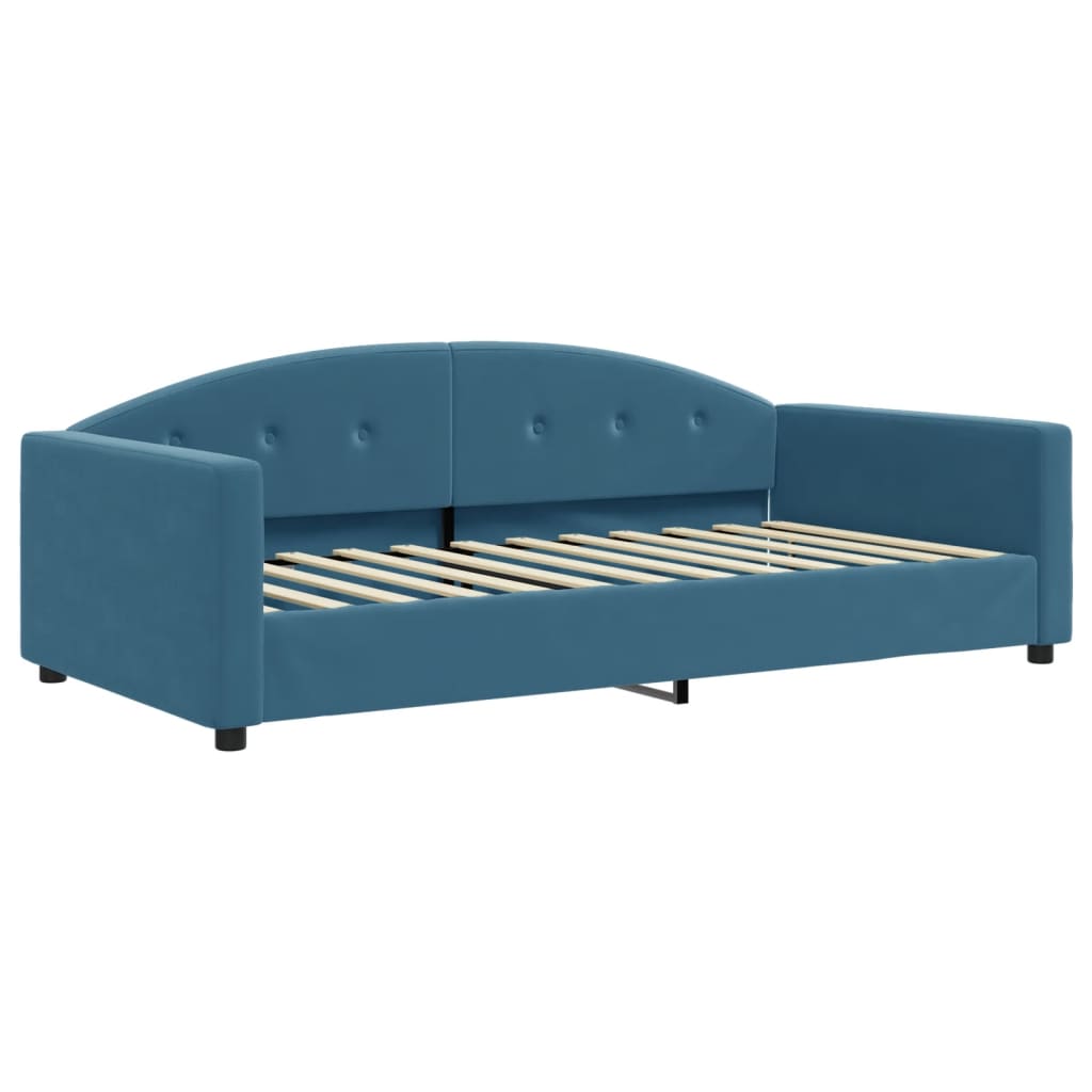 Slaapbank met matras 100x200 cm fluweel blauw is nu te koop bij PeponiXL, paradijselijk wonen!