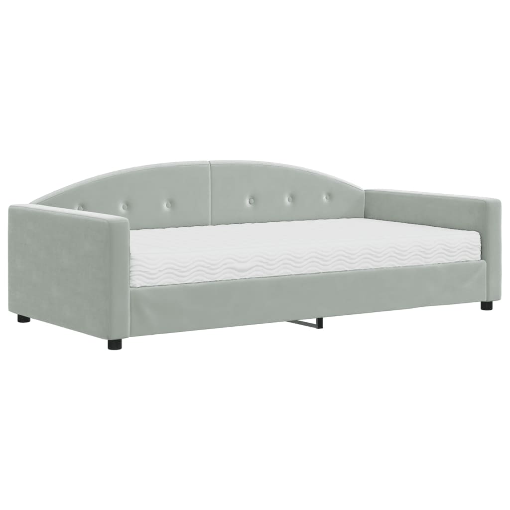 Slaapbank met matras 100x200 cm fluweel lichtgrijs is nu te koop bij PeponiXL, paradijselijk wonen!