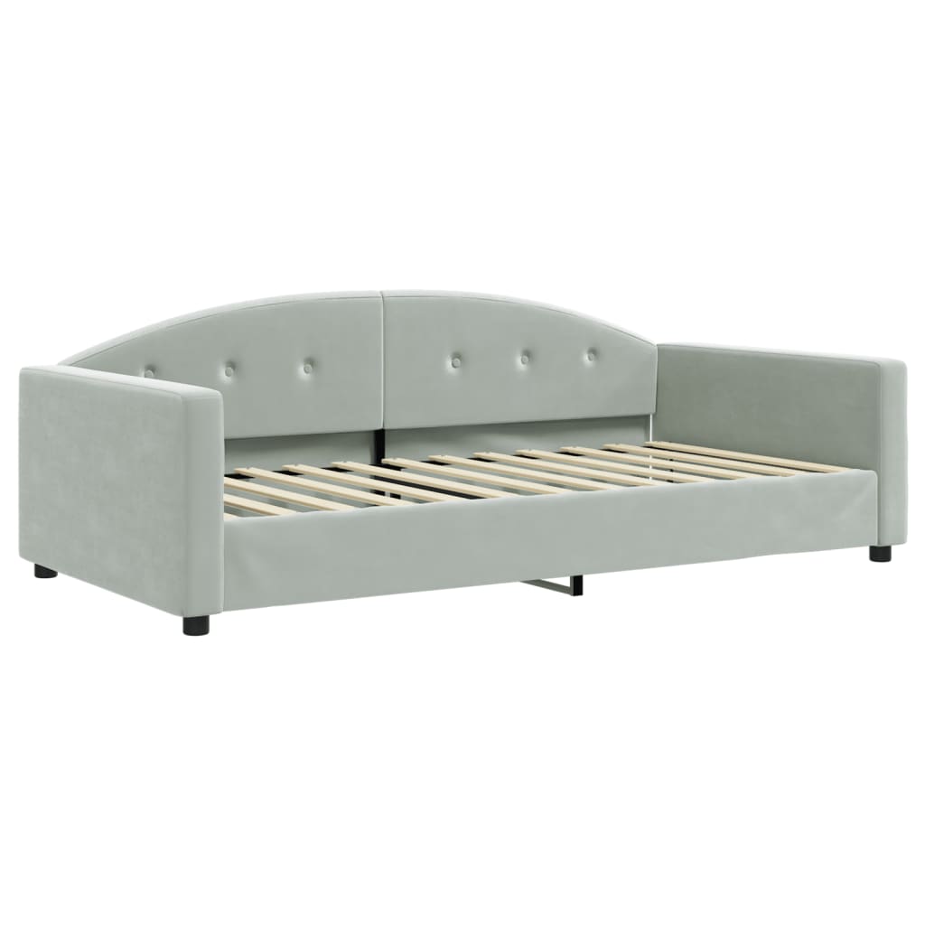 Slaapbank met matras 100x200 cm fluweel lichtgrijs is nu te koop bij PeponiXL, paradijselijk wonen!
