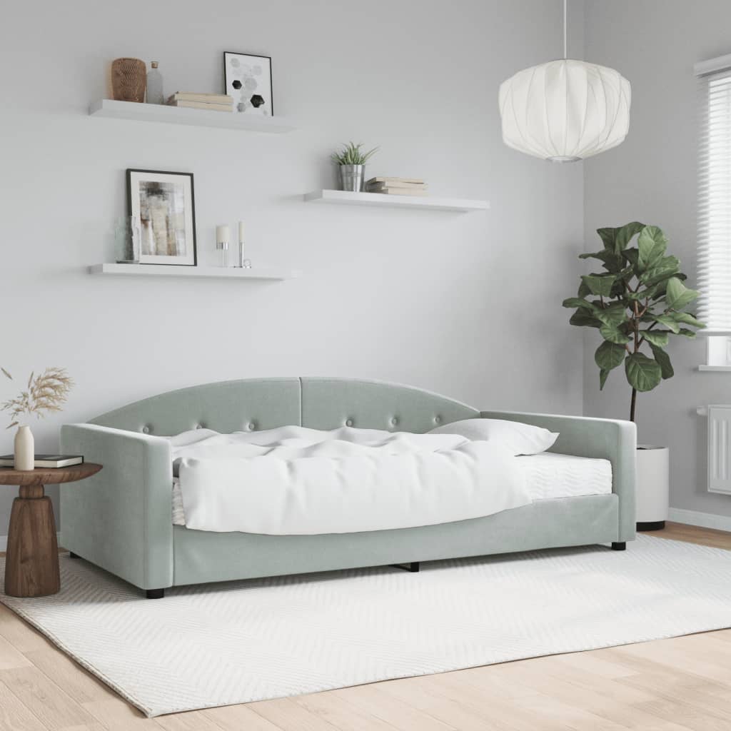 Slaapbank met matras 100x200 cm fluweel lichtgrijs is nu te koop bij PeponiXL, paradijselijk wonen!