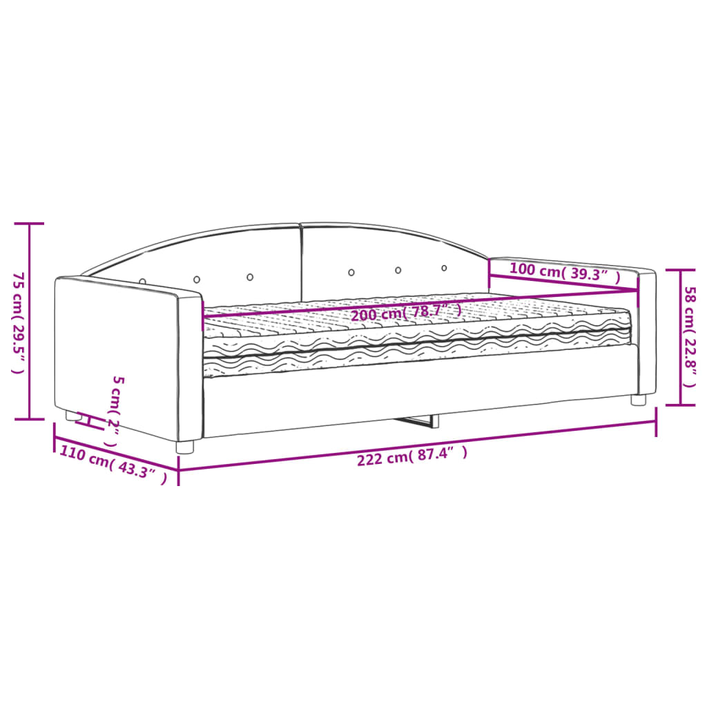 Slaapbank met matras 100x200 cm fluweel donkergroen is nu te koop bij PeponiXL, paradijselijk wonen!