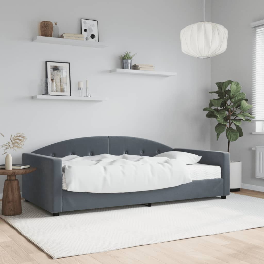 Slaapbank met matras 100x200 cm fluweel donkergroen is nu te koop bij PeponiXL, paradijselijk wonen!