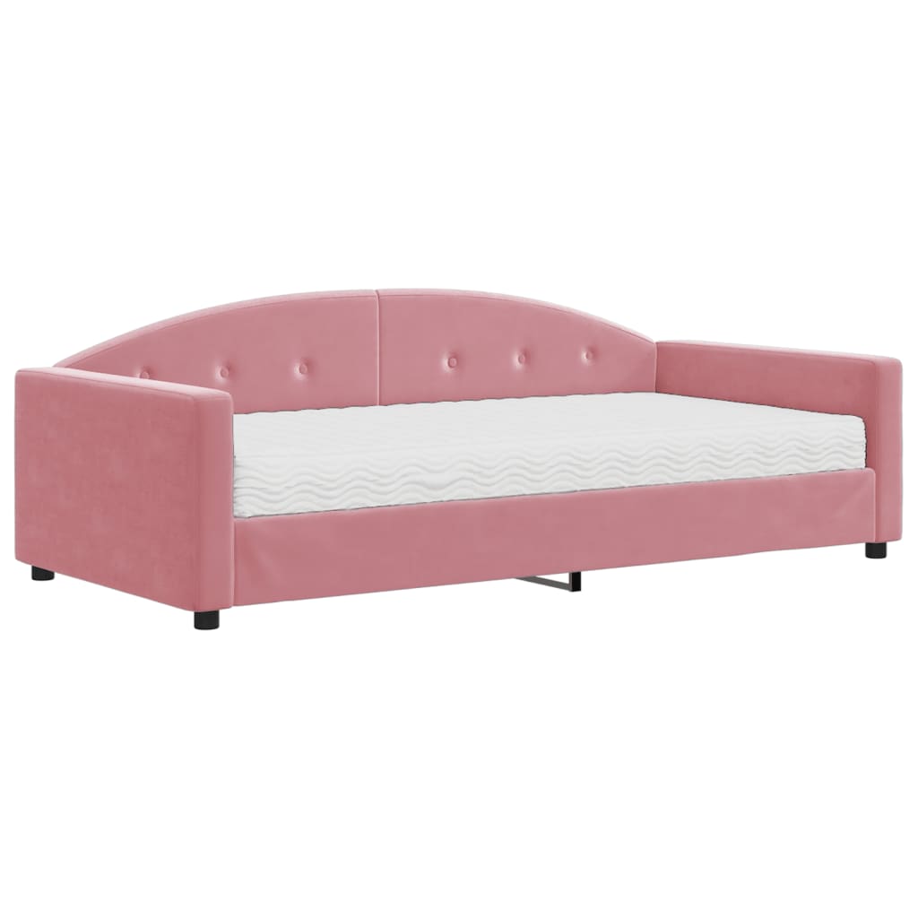 Slaapbank met matras 100x200 cm fluweel roze is nu te koop bij PeponiXL, paradijselijk wonen!
