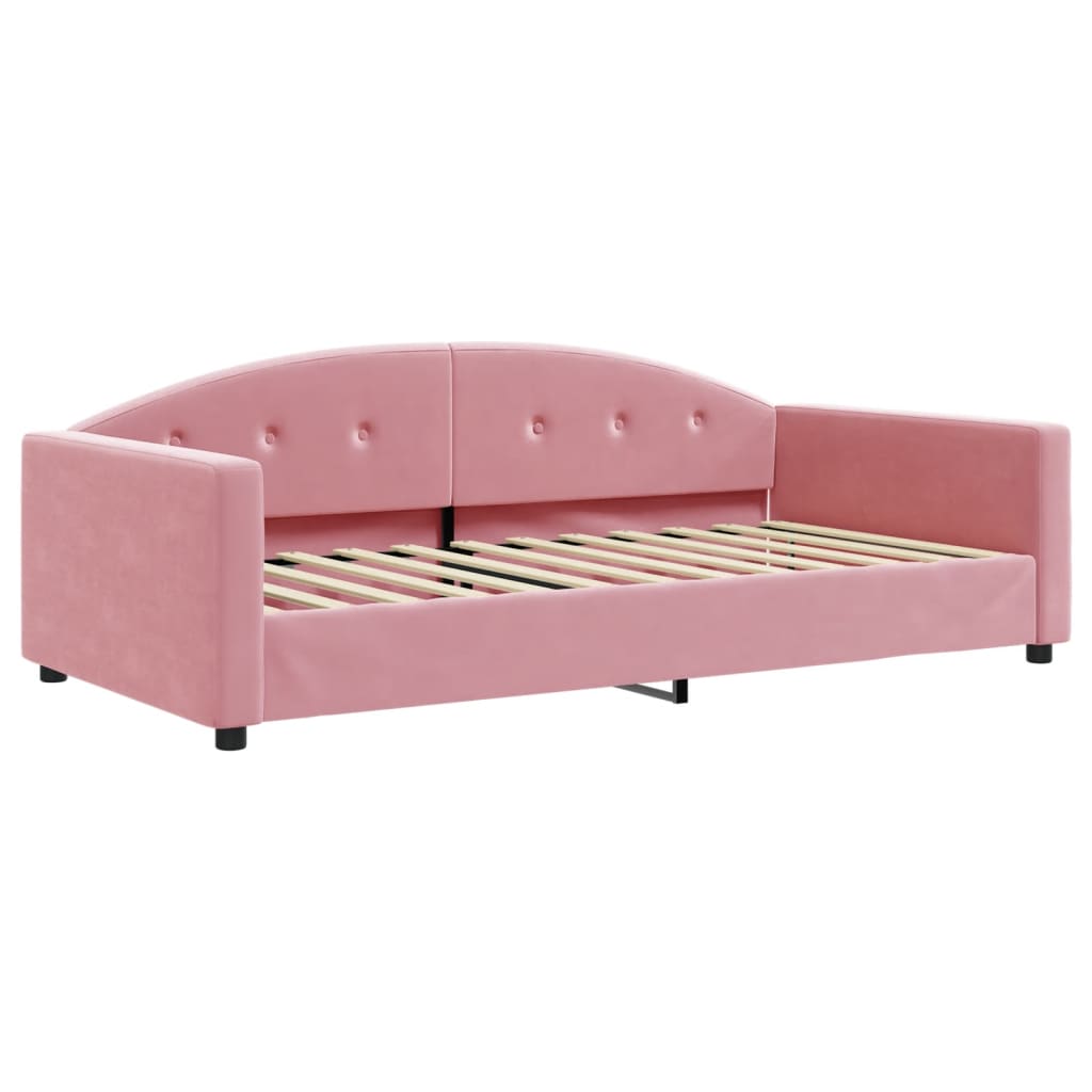 Slaapbank met matras 100x200 cm fluweel roze is nu te koop bij PeponiXL, paradijselijk wonen!