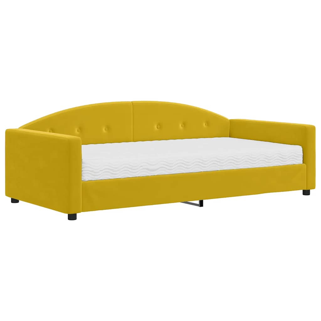 Slaapbank met matras 100x200 cm fluweel geel is nu te koop bij PeponiXL, paradijselijk wonen!