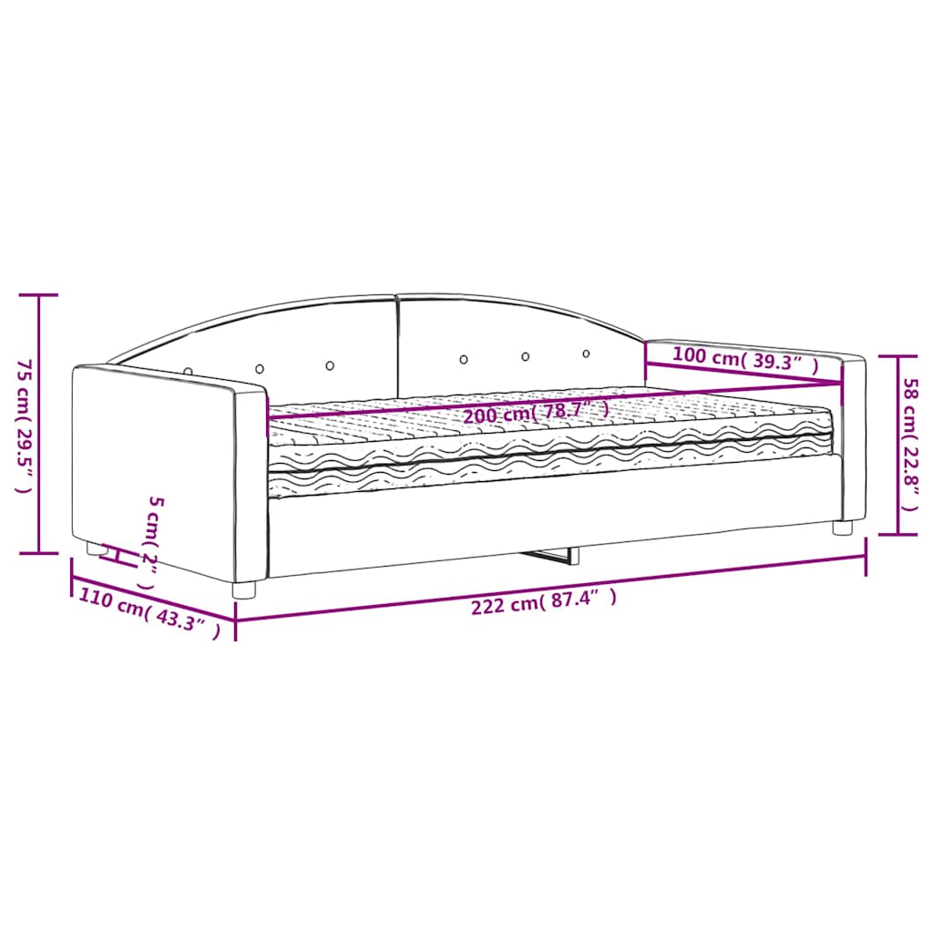 Slaapbank met matras 100x200 cm fluweel geel is nu te koop bij PeponiXL, paradijselijk wonen!