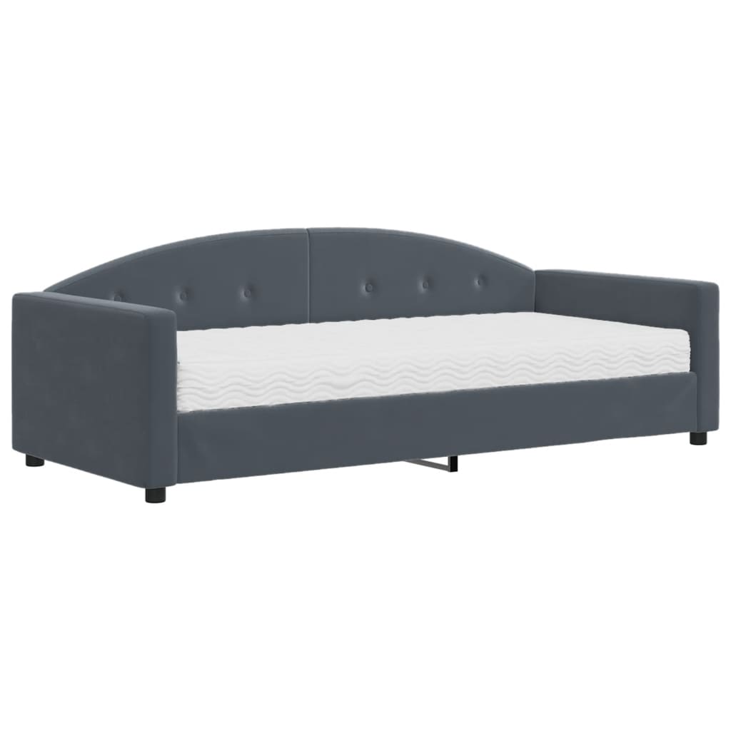 Slaapbank met matras 90x190 cm fluweel donkergrijs is nu te koop bij PeponiXL, paradijselijk wonen!