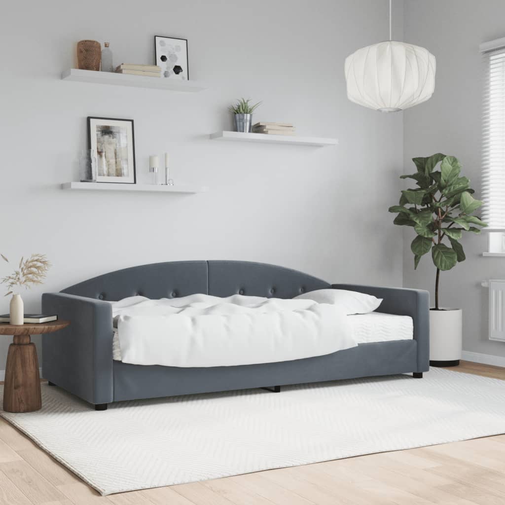 Slaapbank met matras 90x190 cm fluweel donkergrijs is nu te koop bij PeponiXL, paradijselijk wonen!