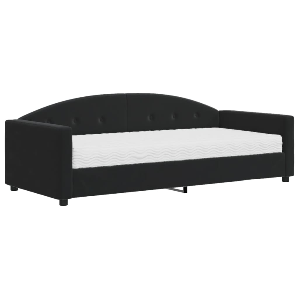 Slaapbank met matras 90x190 cm fluweel zwart is nu te koop bij PeponiXL, paradijselijk wonen!