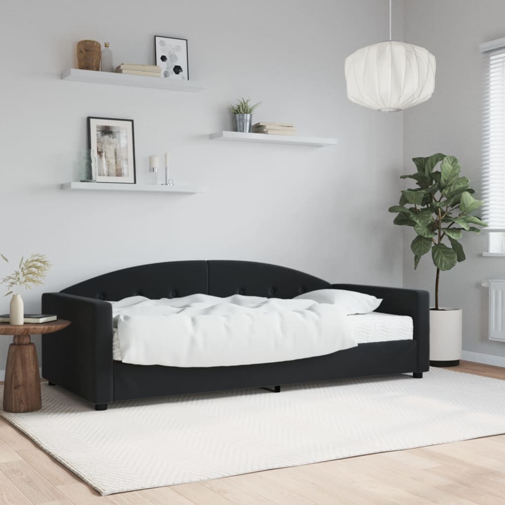Slaapbank met matras 90x190 cm fluweel zwart is nu te koop bij PeponiXL, paradijselijk wonen!