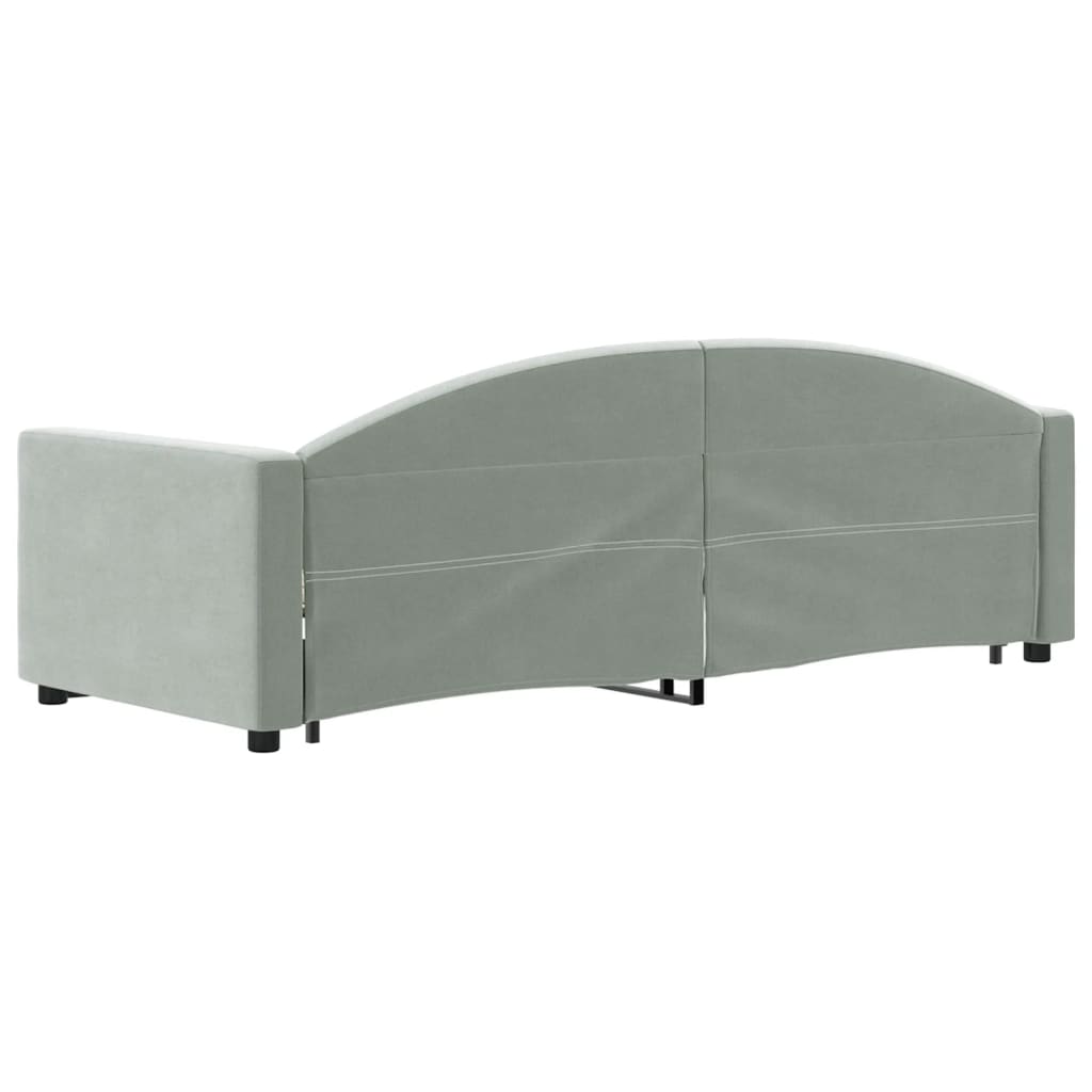 Slaapbank met onderschuifbed 80x200 cm fluweel lichtgrijs is nu te koop bij PeponiXL, paradijselijk wonen!