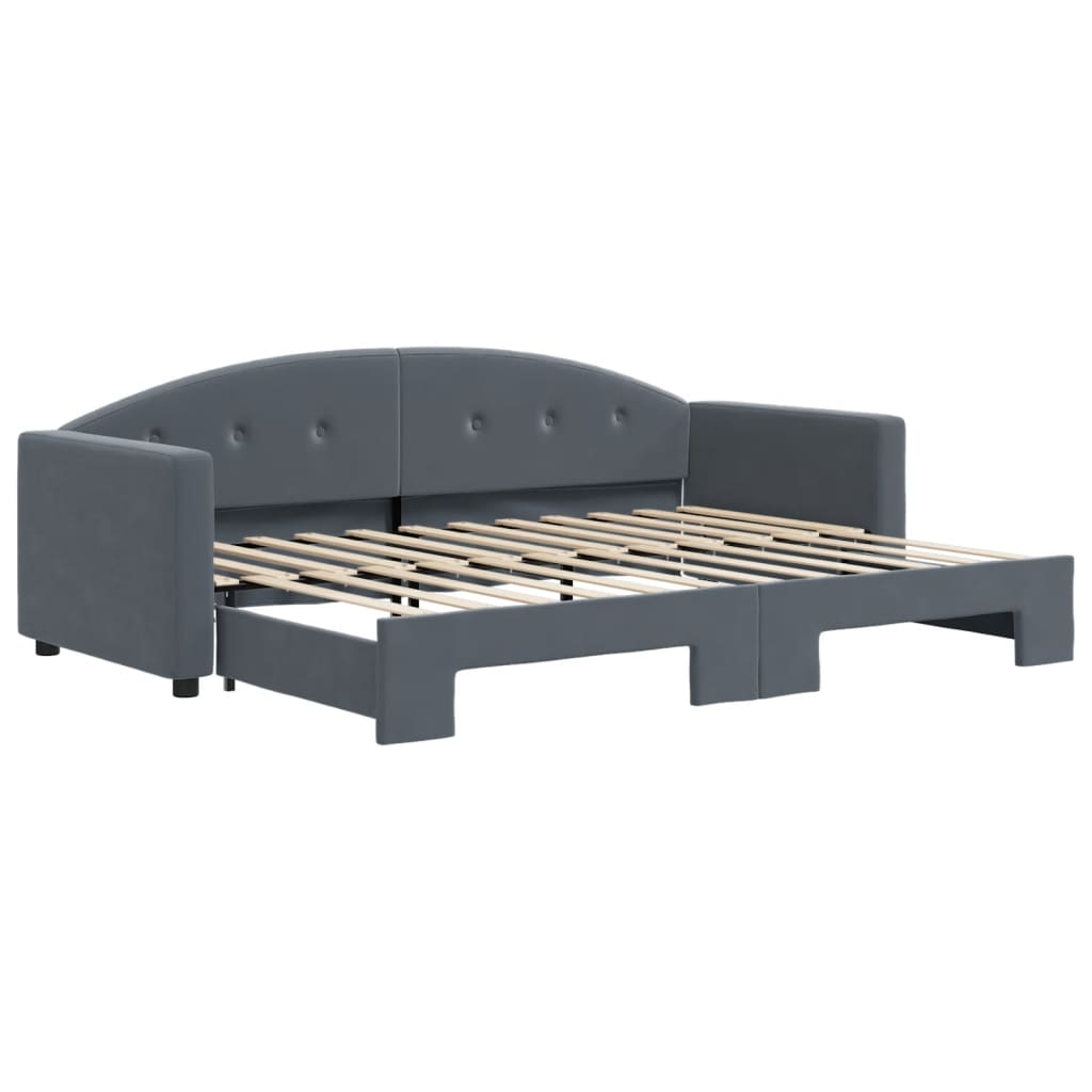 Slaapbank met onderschuifbed 80x200 cm fluweel donkergrijs is nu te koop bij PeponiXL, paradijselijk wonen!