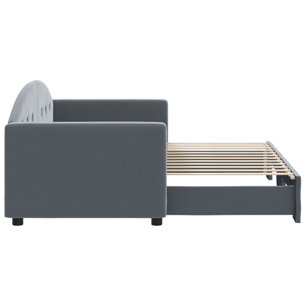 Slaapbank met onderschuifbed 80x200 cm fluweel donkergrijs is nu te koop bij PeponiXL, paradijselijk wonen!
