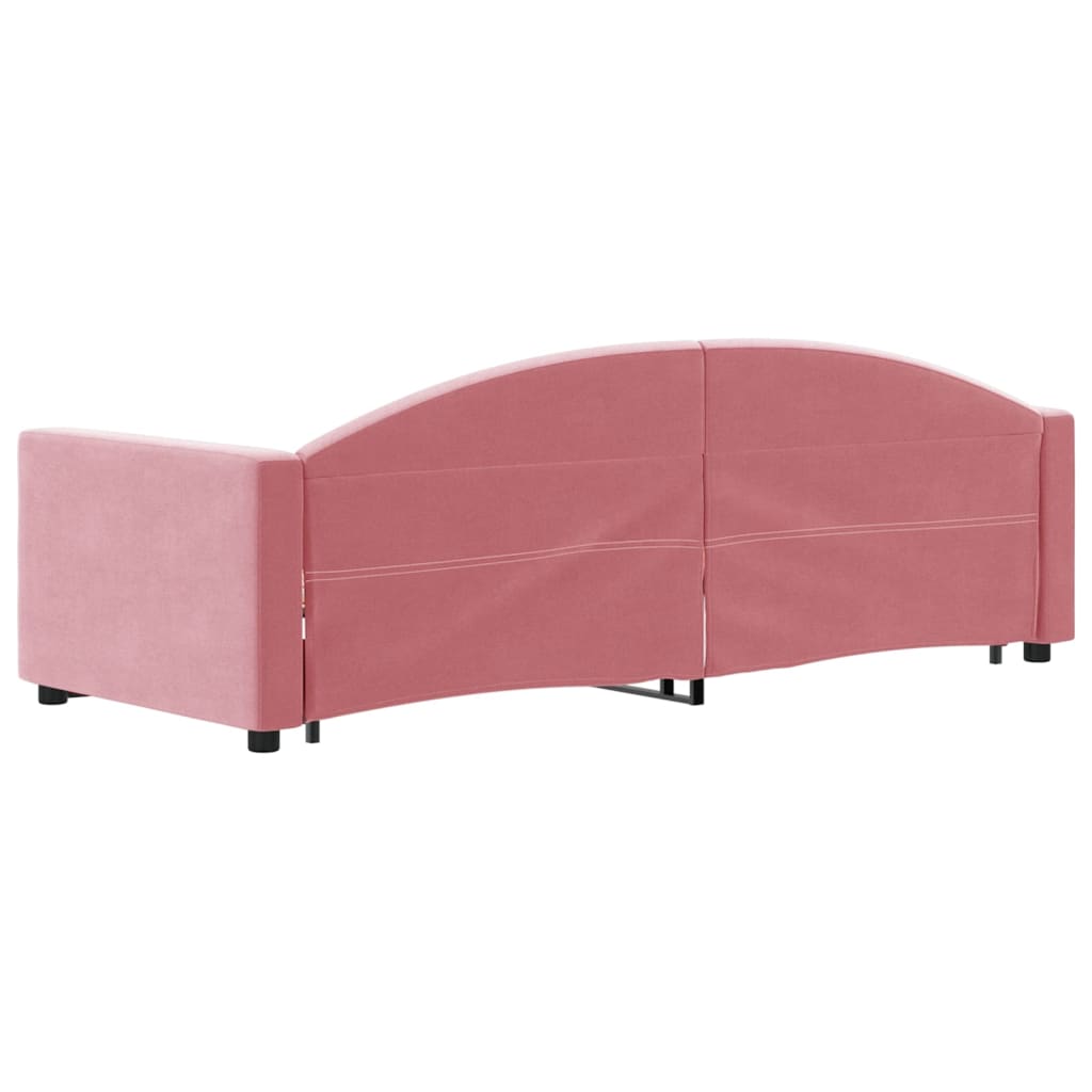 Slaapbank met onderschuifbed 80x200 cm fluweel roze