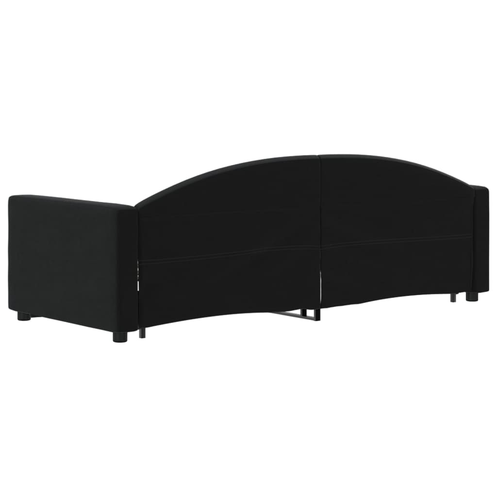 Slaapbank met onderschuifbed 80x200 cm fluweel zwart is nu te koop bij PeponiXL, paradijselijk wonen!