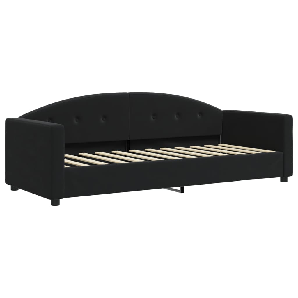 Slaapbank met onderschuifbed 80x200 cm fluweel zwart is nu te koop bij PeponiXL, paradijselijk wonen!
