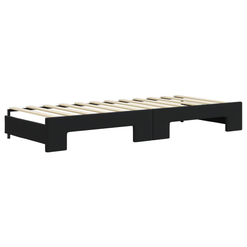 Slaapbank met onderschuifbed 80x200 cm fluweel zwart is nu te koop bij PeponiXL, paradijselijk wonen!
