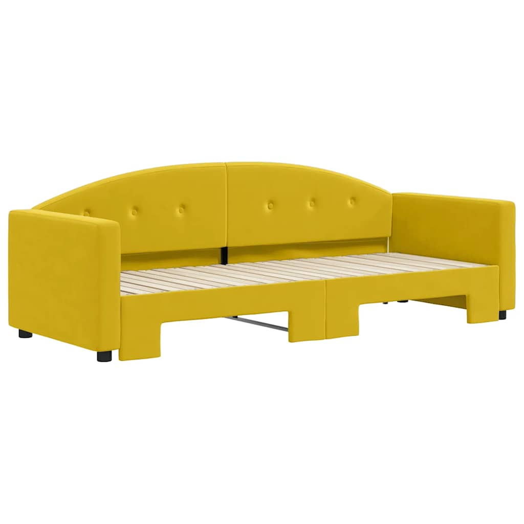 Slaapbank met onderschuifbed 80x200 cm fluweel geel is nu te koop bij PeponiXL, paradijselijk wonen!