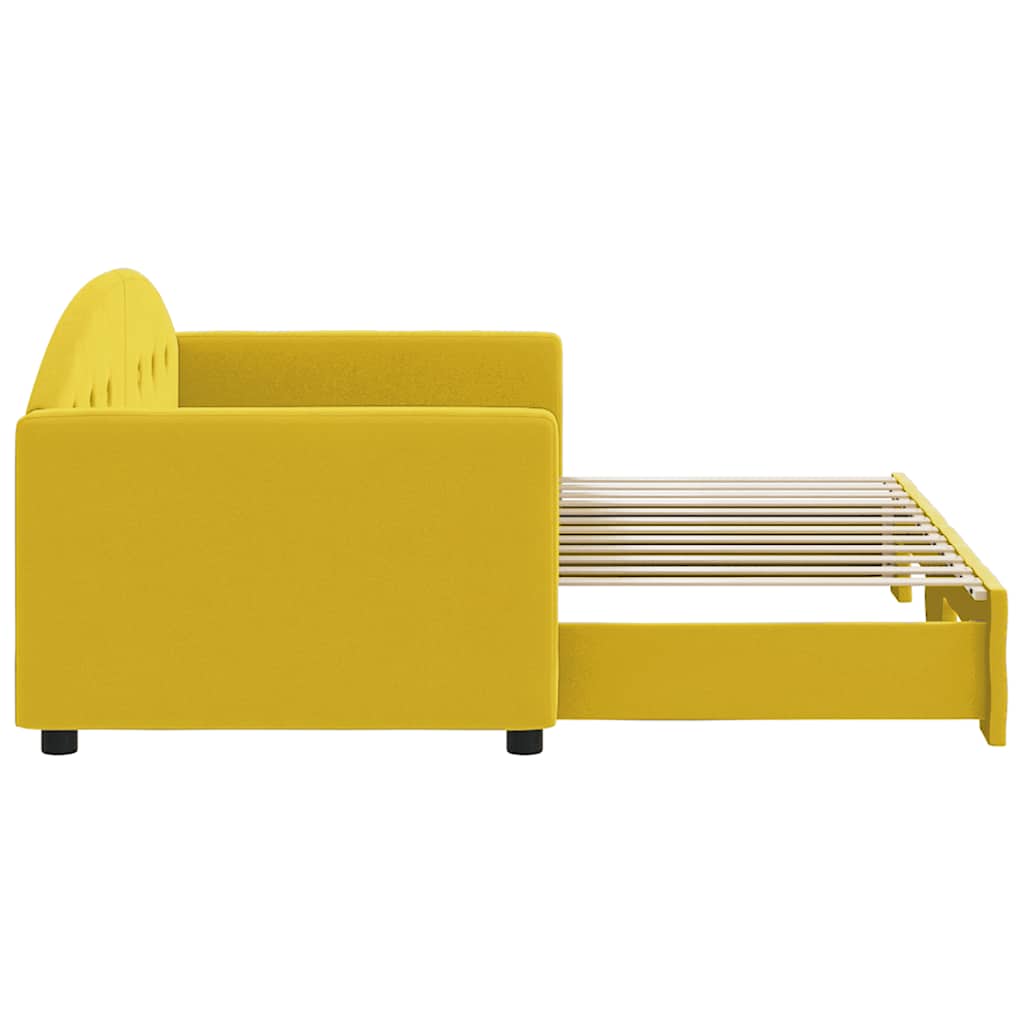 Slaapbank met onderschuifbed 80x200 cm fluweel geel is nu te koop bij PeponiXL, paradijselijk wonen!