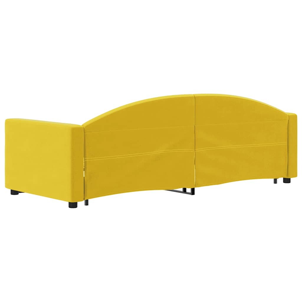 Slaapbank met onderschuifbed 80x200 cm fluweel geel is nu te koop bij PeponiXL, paradijselijk wonen!