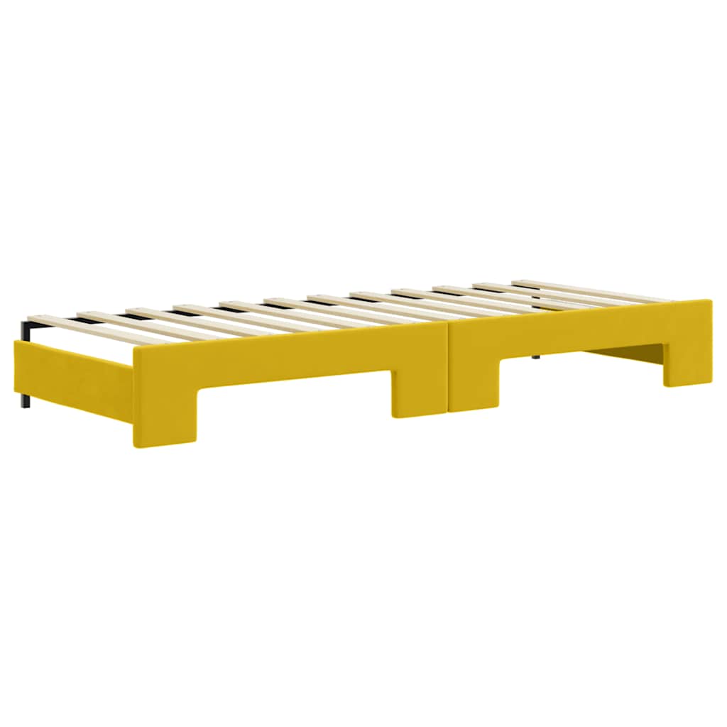 Slaapbank met onderschuifbed 80x200 cm fluweel geel is nu te koop bij PeponiXL, paradijselijk wonen!